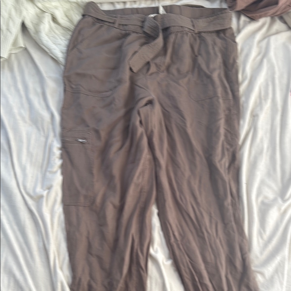 Brown Casual Pants with Belt